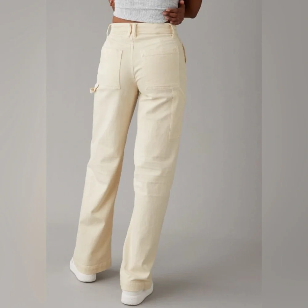 American Eagle Dreamy Drape Woven Super High-Waisted Baggy Wide-Leg Pant - Picture 2 of 6